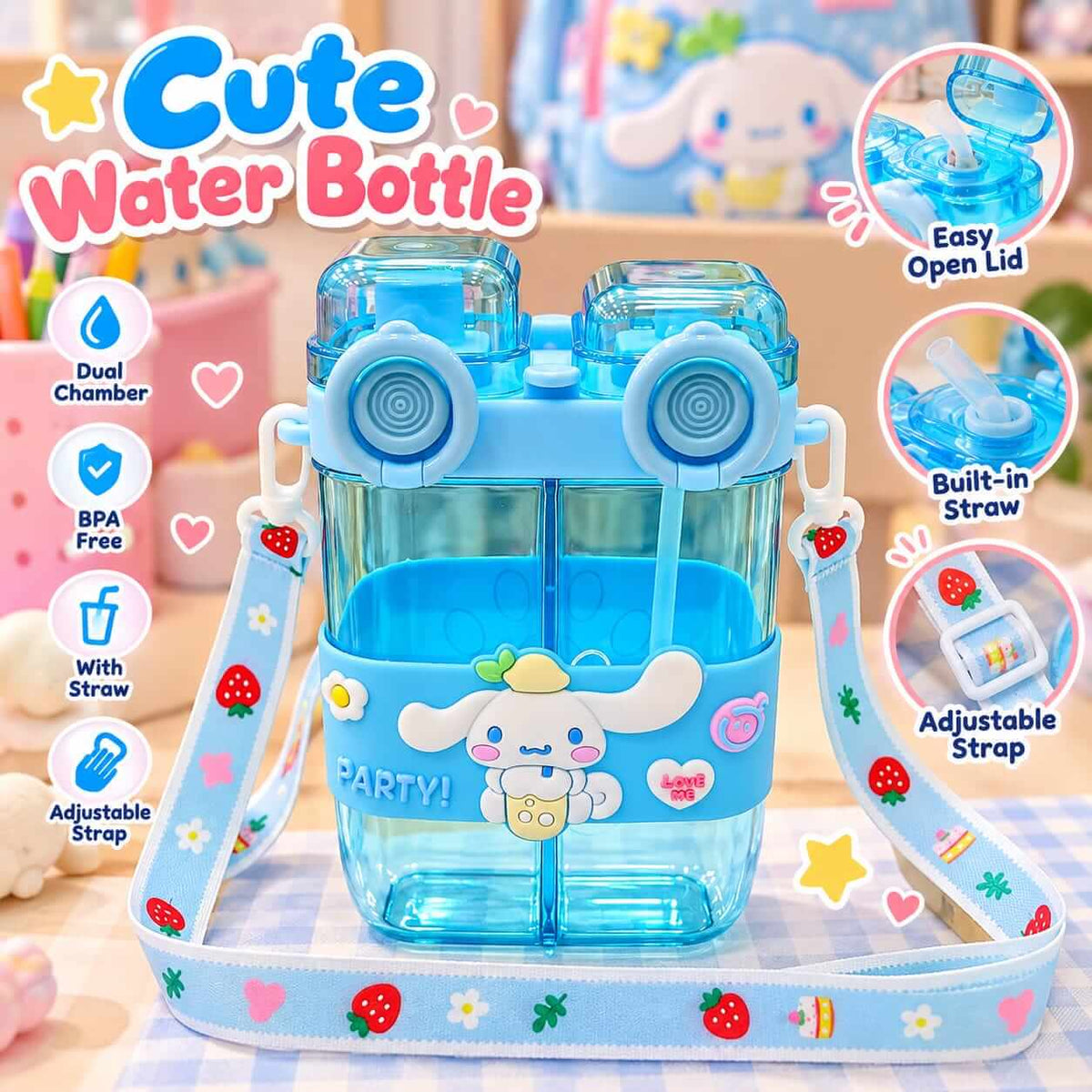 Sanrio Double Compartments Water Bottles For Kids
