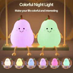 Pear Shape Night Lamps Silicone 7 Colors Chaging - USB Charging .