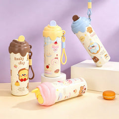 Ice Cream Shape Stainless Steel Water Bottle – 600 ML | Cute Insulated Bottle | Hot & Cold 🔥❄