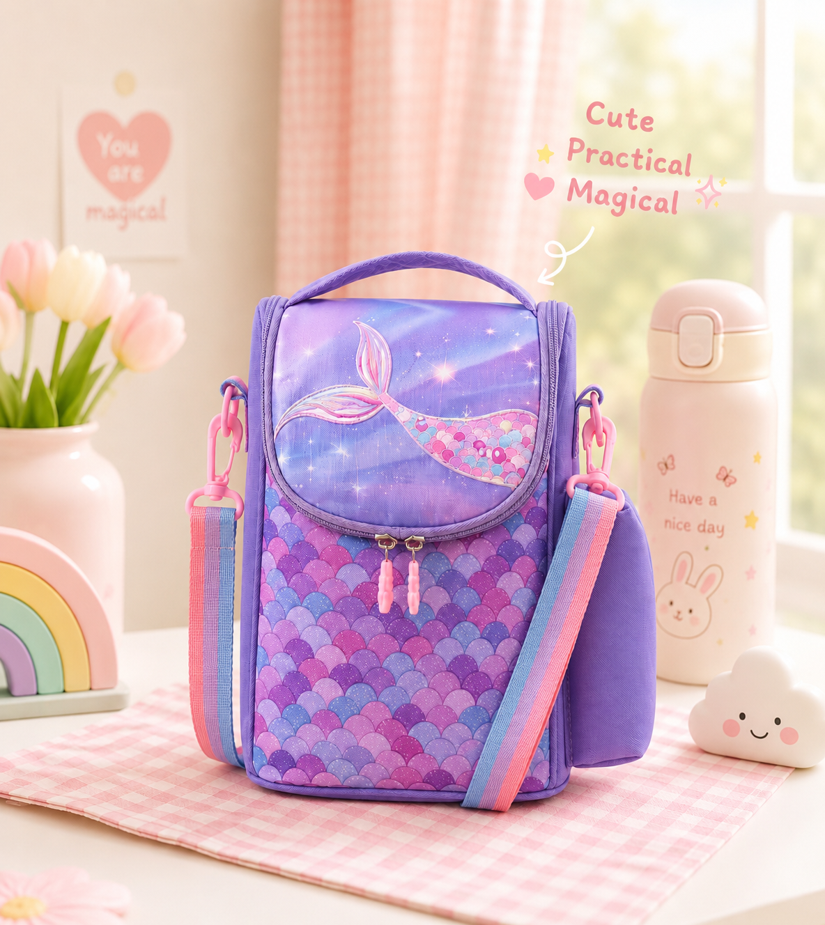 🌈 LunchNest™ Kids Thermal Lunch Bag – Premium Insulated Bags - Hot / Cold ❄🔥 Size 10 × 7.5 Inch