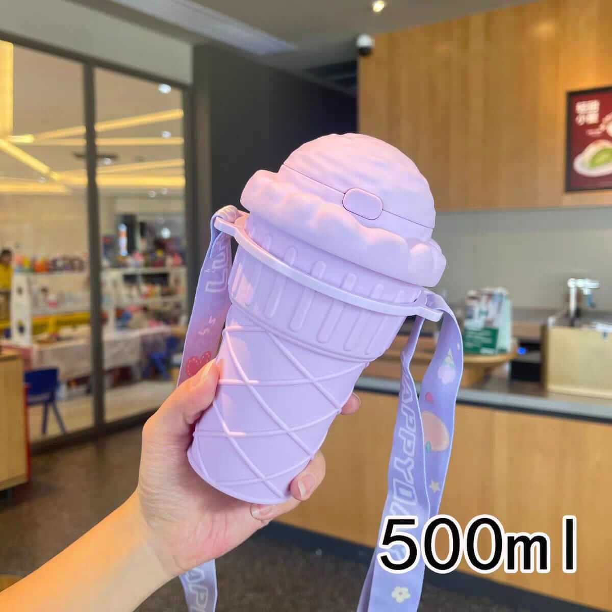 Ice Cream Shape Drinking Water Bottles For Kids - 500ml - BPA Free Plastic