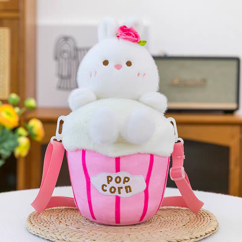 Cute Bear Popcorn Plush Crossbody Bag for Children's 🐻