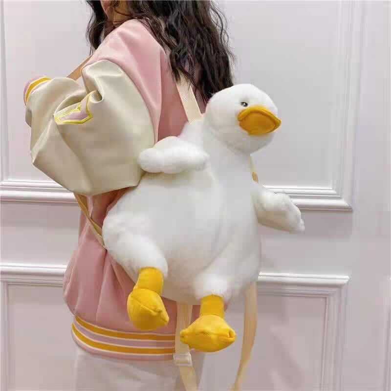 Plush Fluffy Duck Backpacks | Zipper Pocket | Large Size