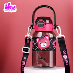 Cute 650ml Dual Sip Water Bottles with Strap