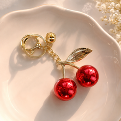 🍒 Luxury Cherry Charm Keychain – Cute Aesthetic Bag Accessory
