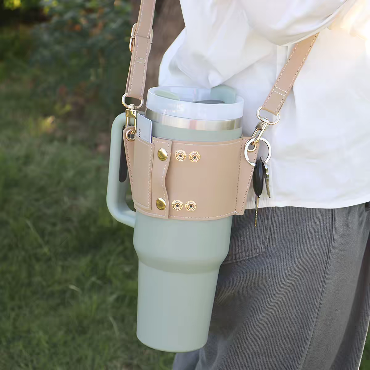 Premium Tumbler Carry Holder Belt with Adjustable Shoulder Strap