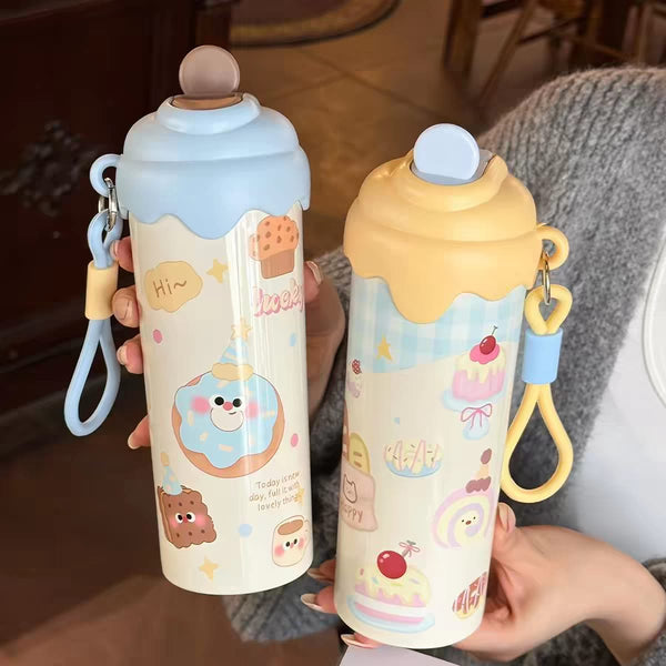 Ice Cream Shape Stainless Steel Water Bottle – 600 ML | Cute Insulated Bottle | Hot & Cold 🔥❄