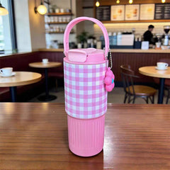 Minirainbow™ 750ML Stainless Steel Water Bottle with Handle & Flower Keychain 🌸
