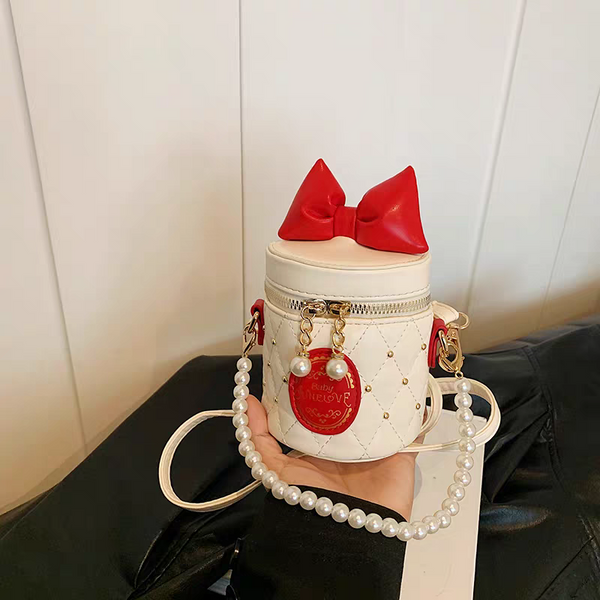 Princess Mini Crossbody Bag for Girls – Cute Bow Pearl Sling