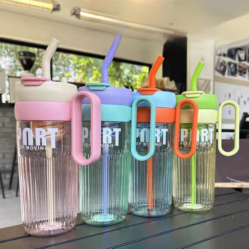 Sports Stylish Plastic Tumblers 🍓 BPA Free | Dual Drinking Function