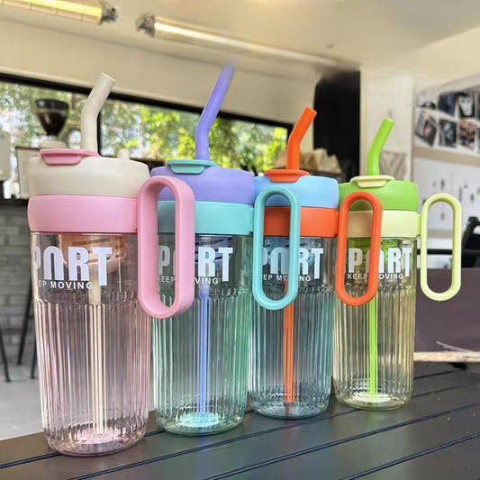 Sports Stylish Plastic Tumblers 🍓 BPA Free | Dual Drinking Function