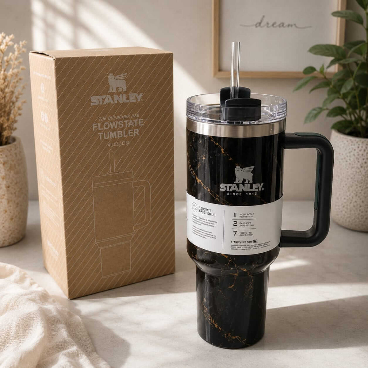 Stanley Marble Stainless Steel Premium Tumbler – 40 Oz / 1200 ml - Hot & Cold !