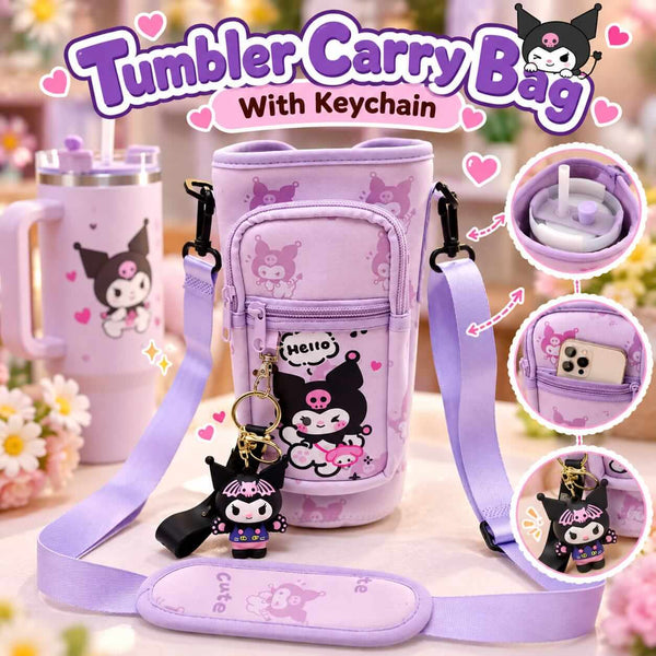 Sanrio Cute Tumbler Carry Bag With Keychain | Fits Up To 40 OZ Tumbler