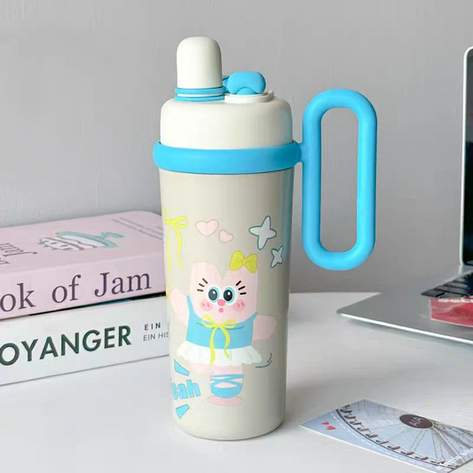 Happy Joy™ Kids Stainless Steel Vacuum Tumbler – 700ml - Hot / Cold - Double Drinking Mouth