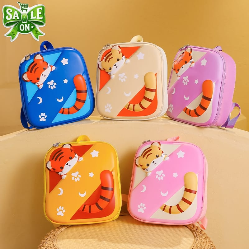 3D Fiber Hardshell Tiger Kids Mini Size Backpacks - Size 13 × 10 Inch