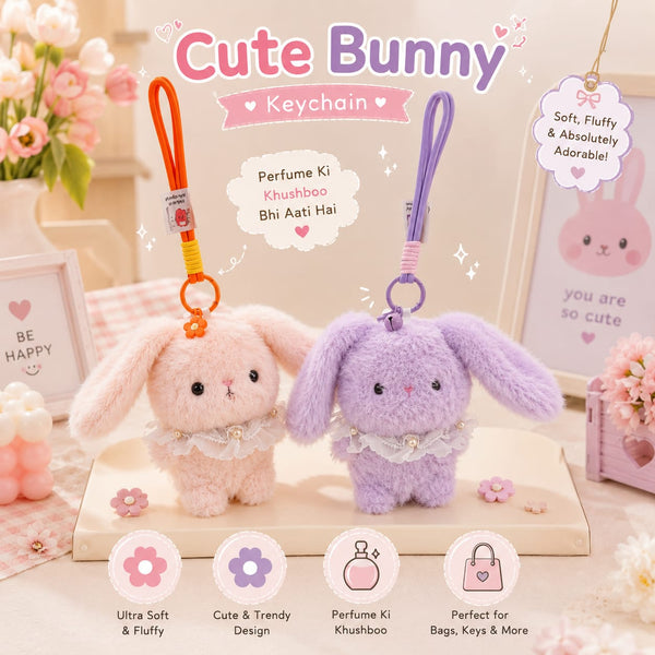 💞 Scented Plush Bunny Keychain – Ultra Soft Rabbit Bag Charm
