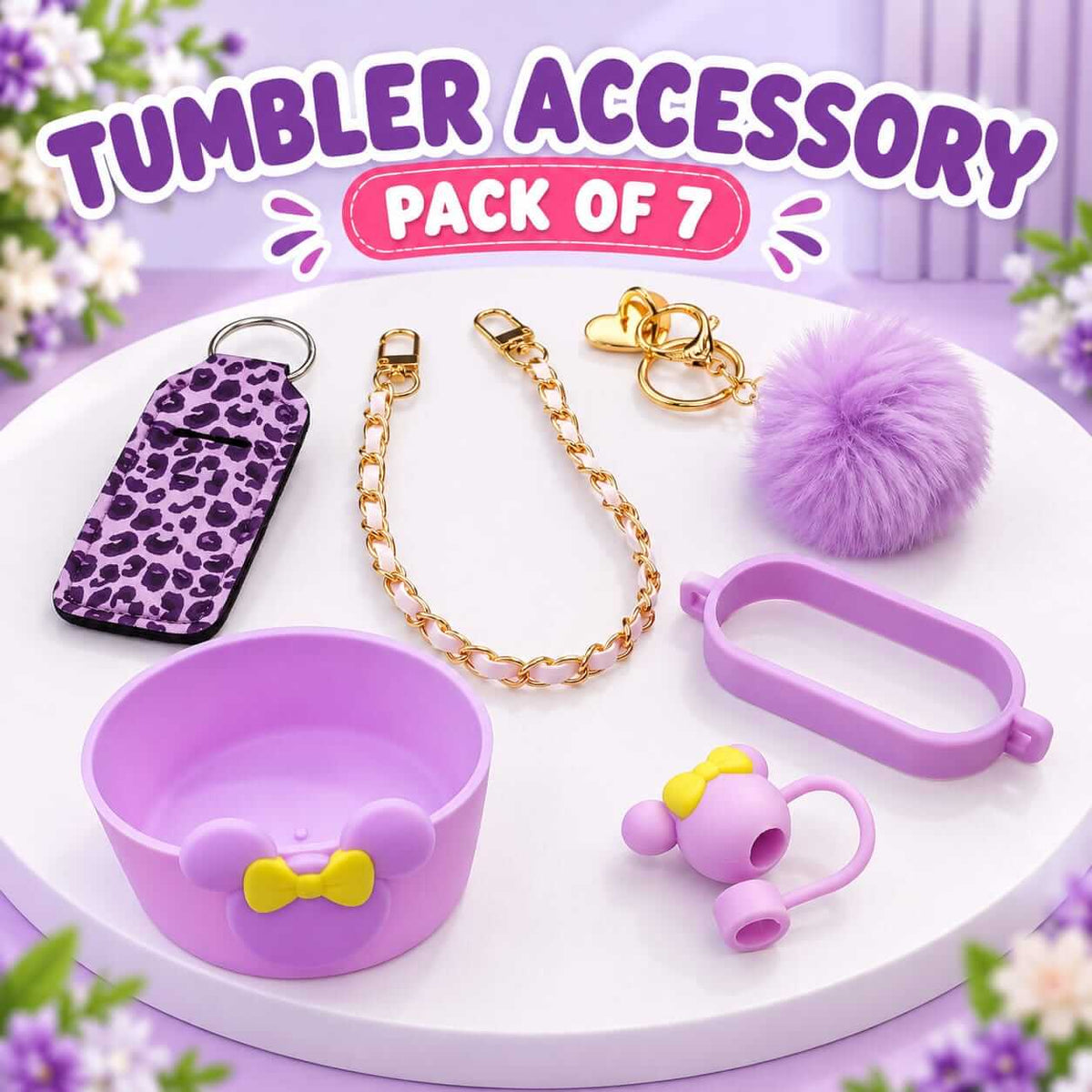 Tumbler Accessories Set – Pack of 7 | Cute Charms & Accessories