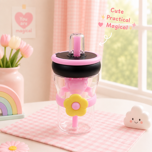 🌸 BloomSip™ Kids Flower Sipper Bottle – 400ml BPA Free Plastic Drinking Cups