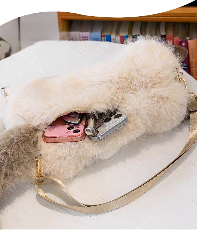 😻 Large Size Plush Fur Cat Backpack with Meow Sound 🔊