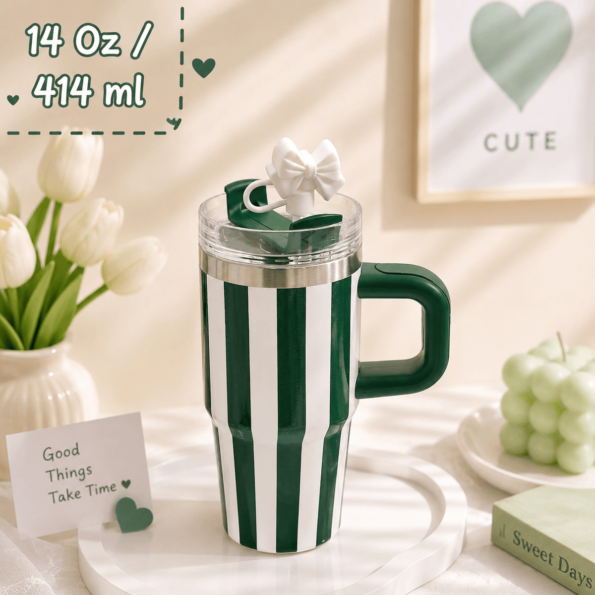 Mini Stainless Steel Tumbler – 14 Oz / 414 ml | Bow Stopper | Hot & Cold Insulated