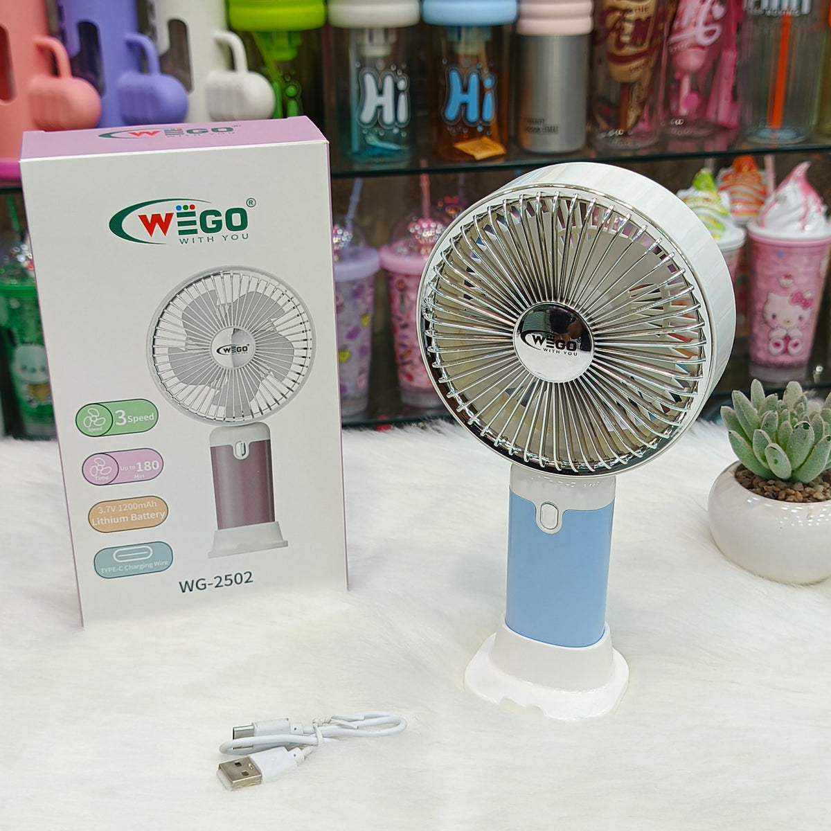 Premium 3 Speed Large Turbo Rechargeable Fans • 1200 mah Battery • Type C