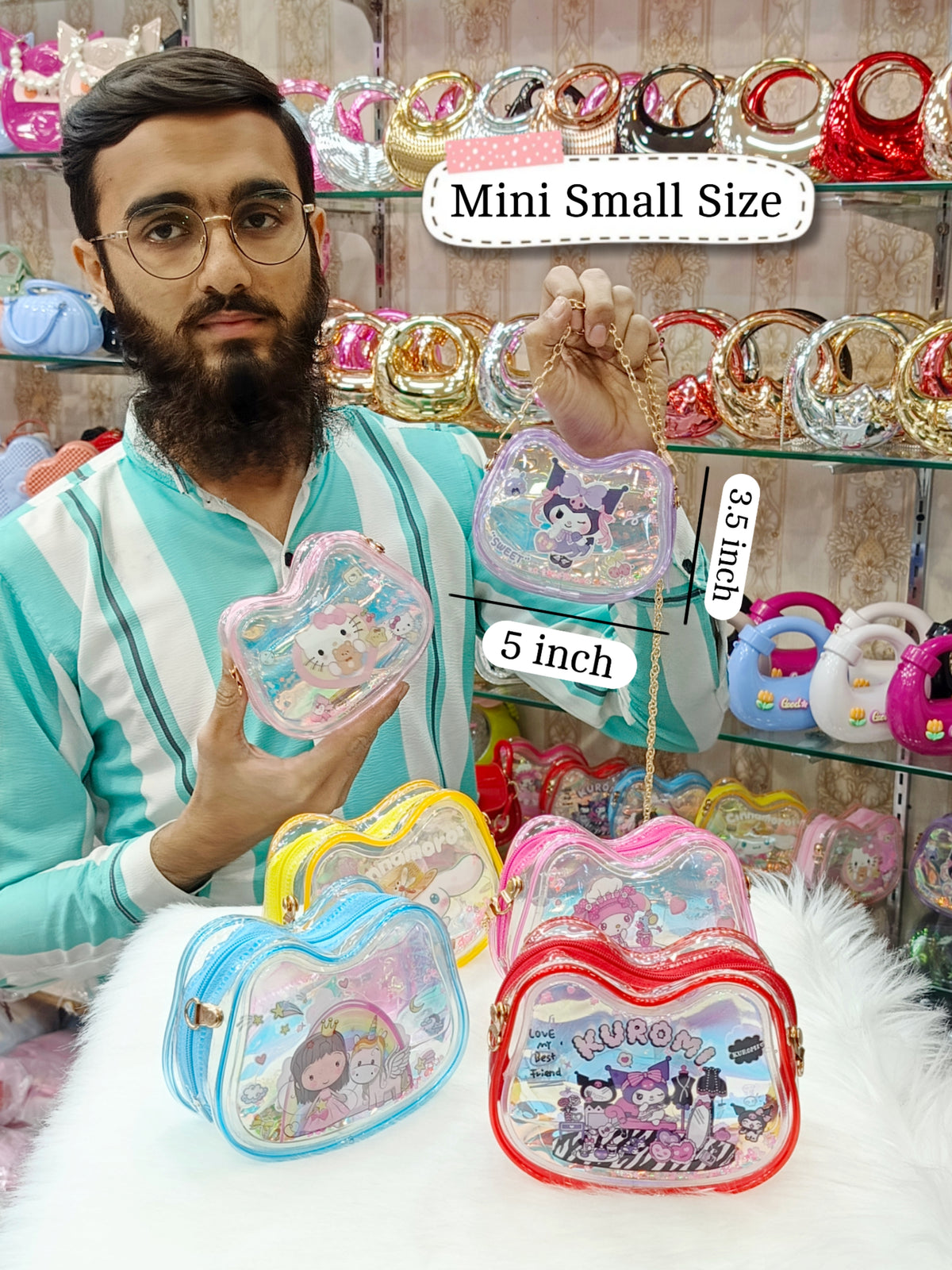 Cute Mini Glitter Jelly Crossbody Small Purses - Size ( 5 × 3.5 Inches )