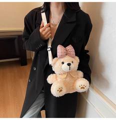 🐻 Cute Teddy Bear Plush Crossbody Bag for Girls – Soft Stuffed Shoulder Purse