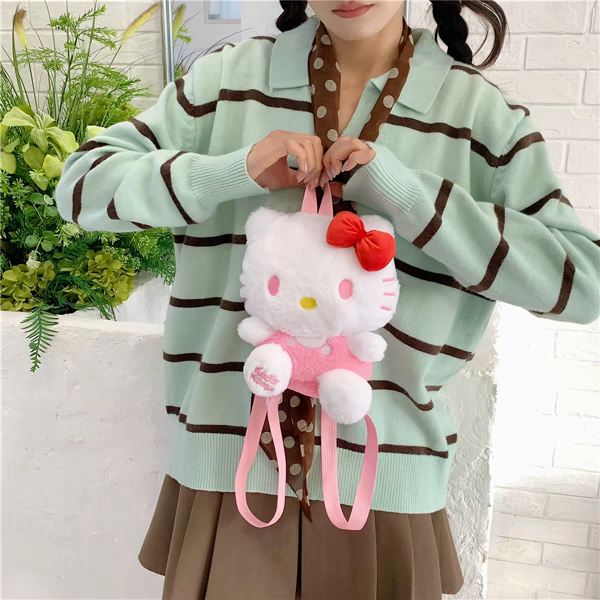 Hello Kitty Plush Mini Backpack for Girls , Plush Soft ( 8 × 7 Inch )