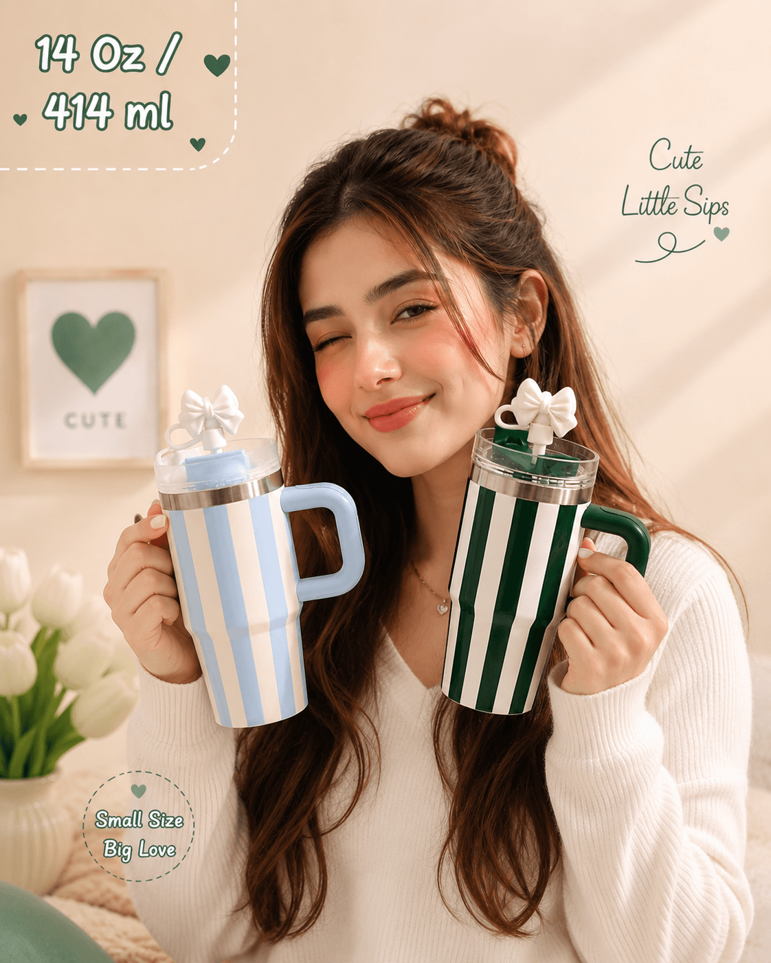 Mini Stainless Steel Tumbler – 14 Oz / 414 ml | Bow Stopper | Hot & Cold Insulated