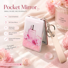 Premium Acrylic Water Glitter Filled Double-Sided Pocket Mirror Keychain – 9 × 6 cm