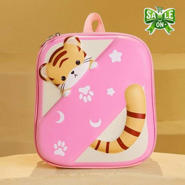3D Fiber Hardshell Tiger Kids Mini Size Backpacks - Size 13 × 10 Inch