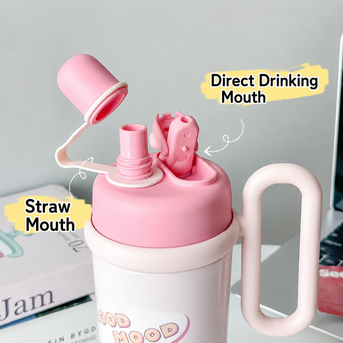 Happy Joy™ Kids Stainless Steel Vacuum Tumbler – 700ml - Hot / Cold - Double Drinking Mouth
