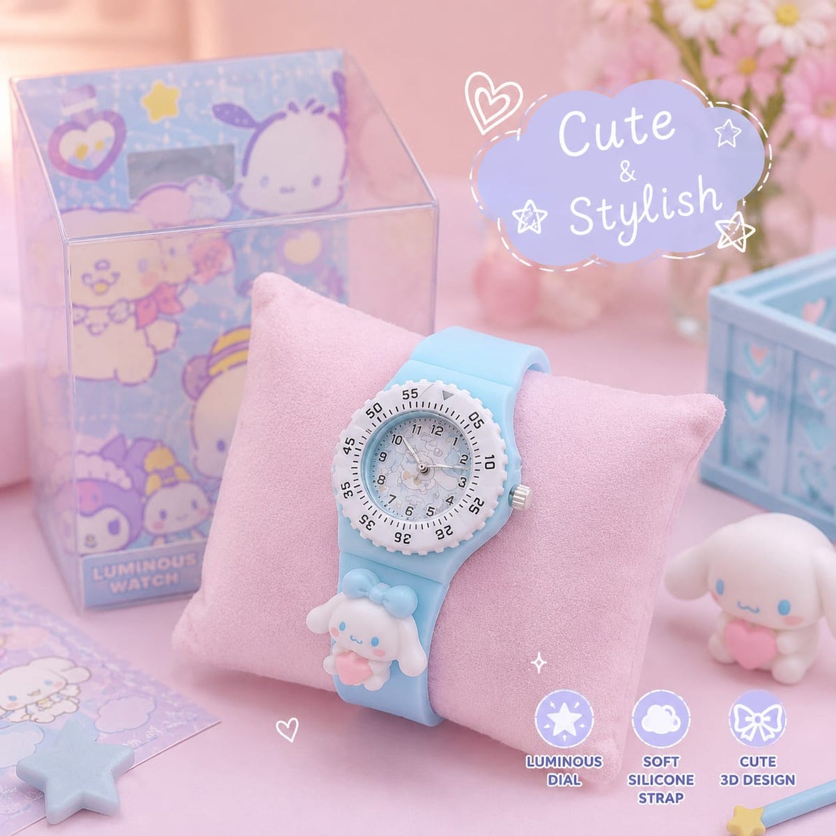 Sanrio Premium Analog Watches For Children's | Soft Silicone Adjustable Strap