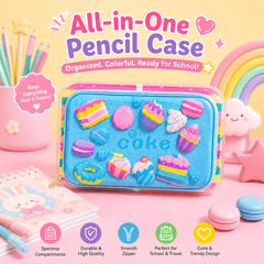 🍩 3D Fiber Pencil Organizer Case for School - Size 23 × 15 cm