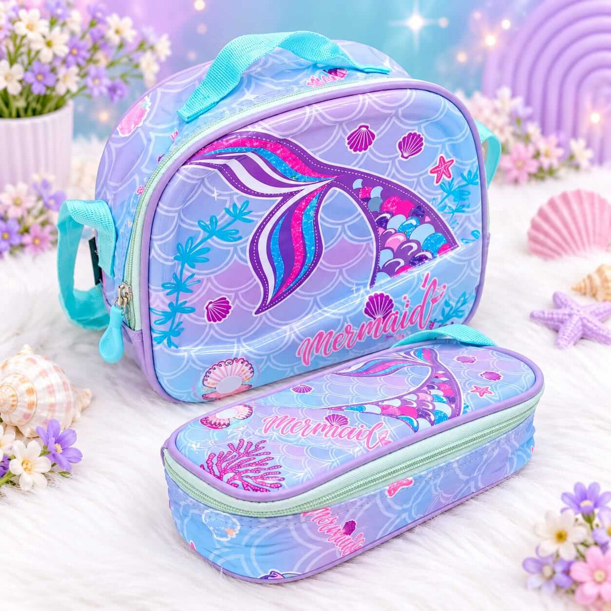 Girls Hard Shell Thermal Insulated Lunch Bag With Pecil Storage Case