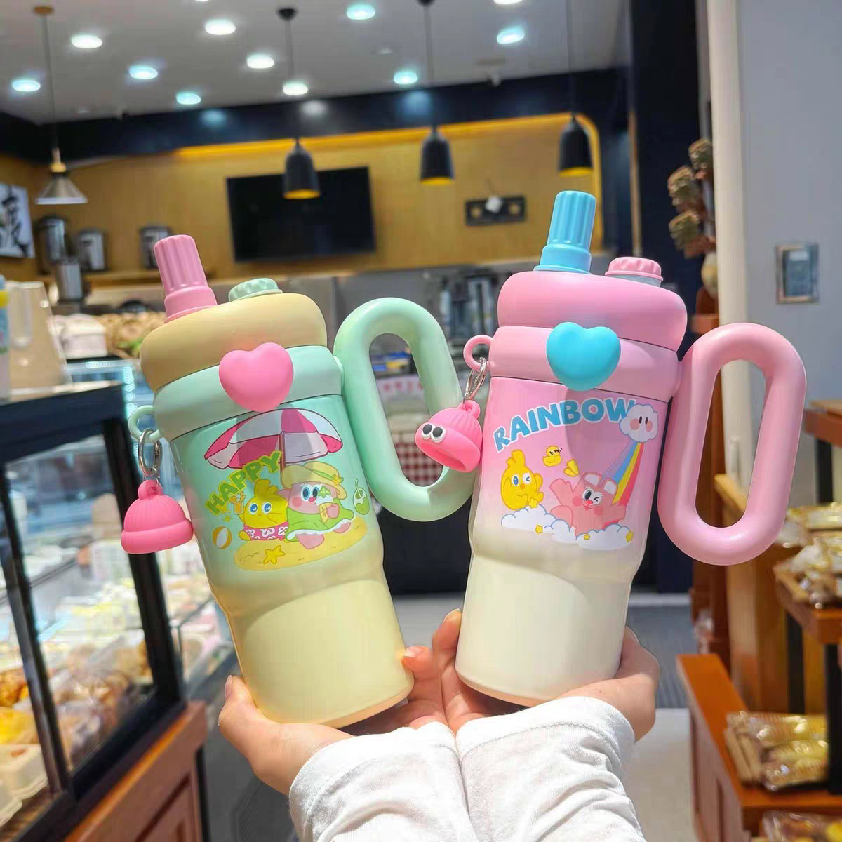 Mini Rainbow® Stainless Steel Cute Tumblers with Keychain | 850 ML | Hot & Cold 🔥❄