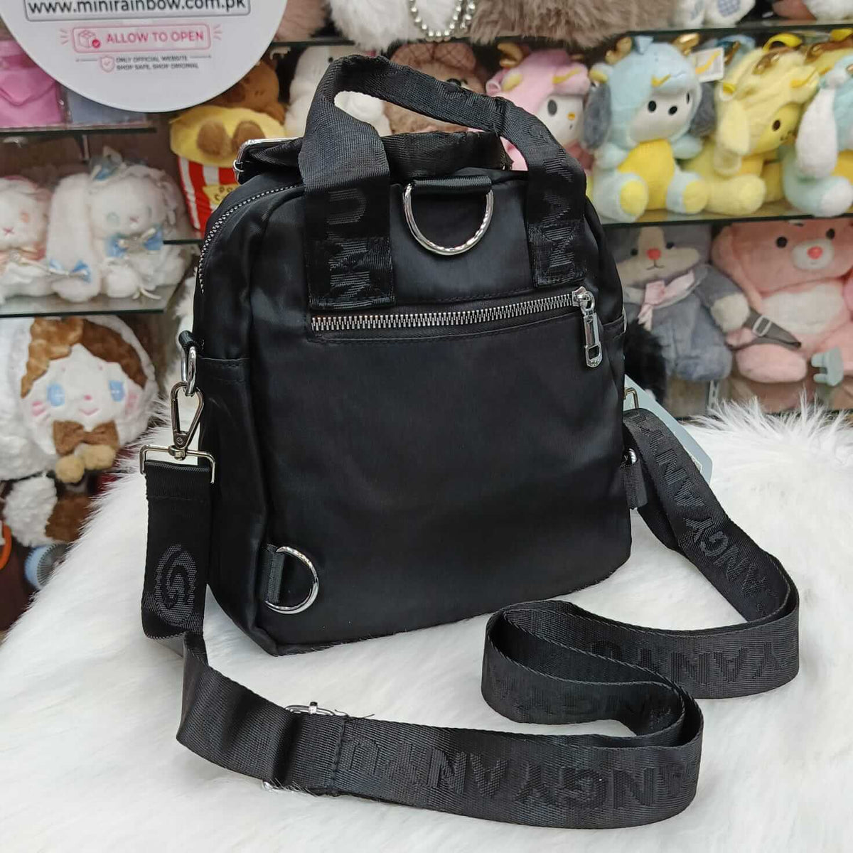 New Parachute 5 Zippers Pockets Women Crossbody Bag & Backpack ( Size 9 × 9 Inch )