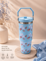 Premium Floral Stainless Steel Handle Tumbler – 30oz / 890ml - Sus 306