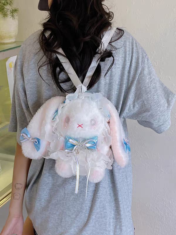 Fancy Plush Rabbit Small Size Girls Backpacks • Size 7 × 6 Inch