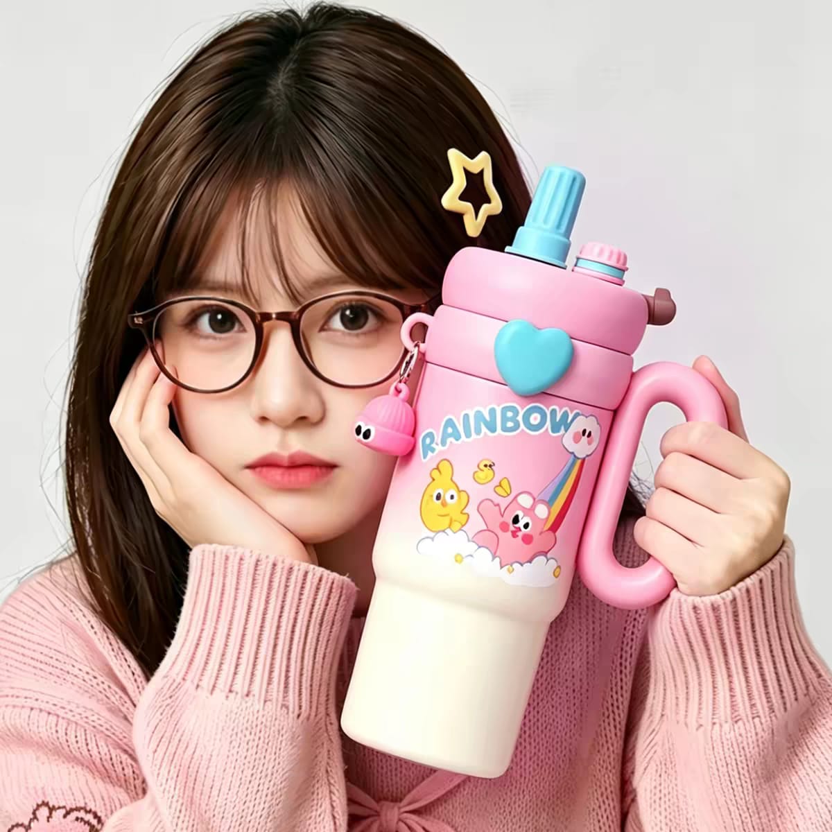 Mini Rainbow® Stainless Steel Cute Tumblers with Keychain | 850 ML | Hot & Cold 🔥❄