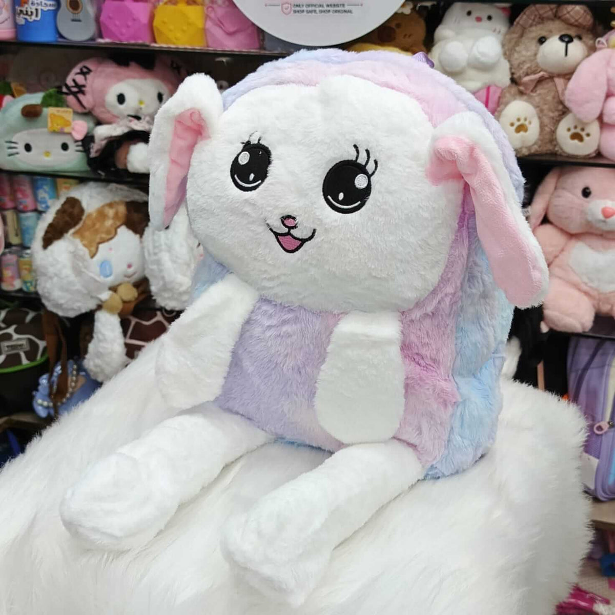 Cute Bunny Ear Moving LED Light Plush Backpack – Soft & Stylish Kids Bag