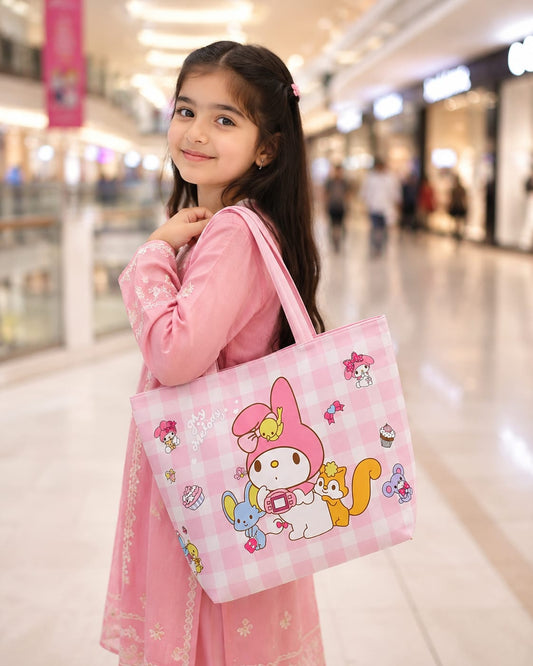 Sanrio Cute Traveling Tote Bags | Large Capacity | Zipper Pocket | Size 17 × 13 Inches