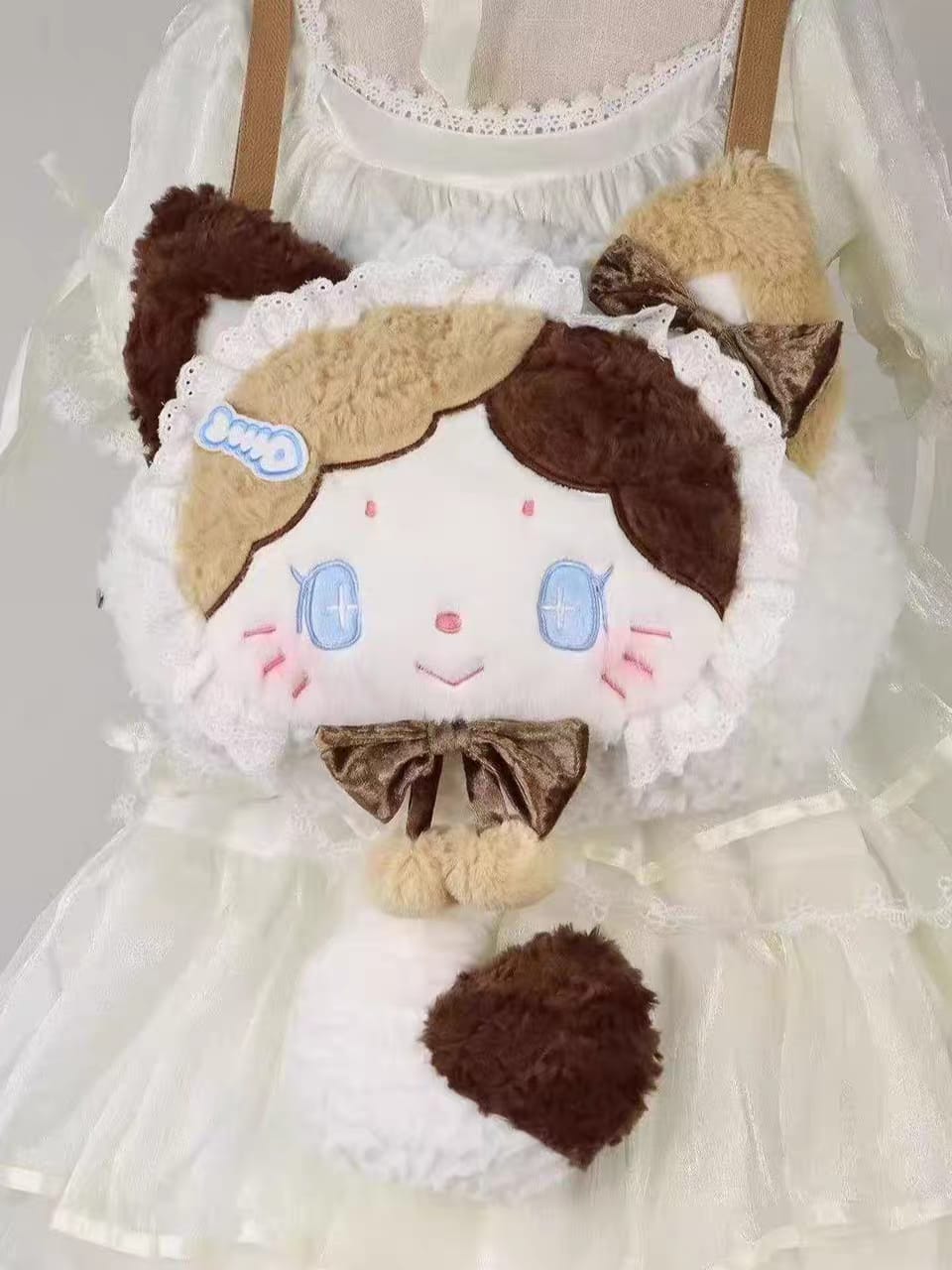 Kawaii Large Size Plush Cat Backpack for Girls | Zipper Pocket