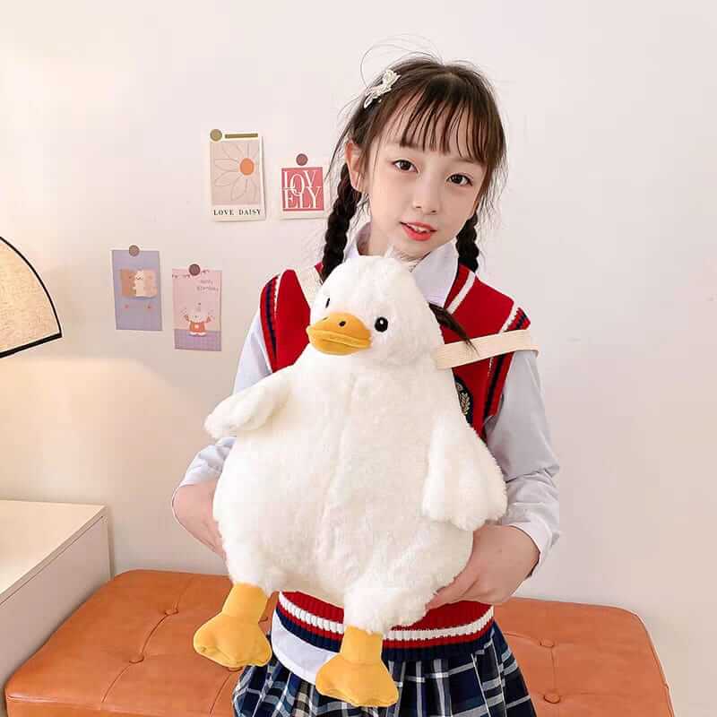 Plush Fluffy Duck Backpacks | Zipper Pocket | Large Size