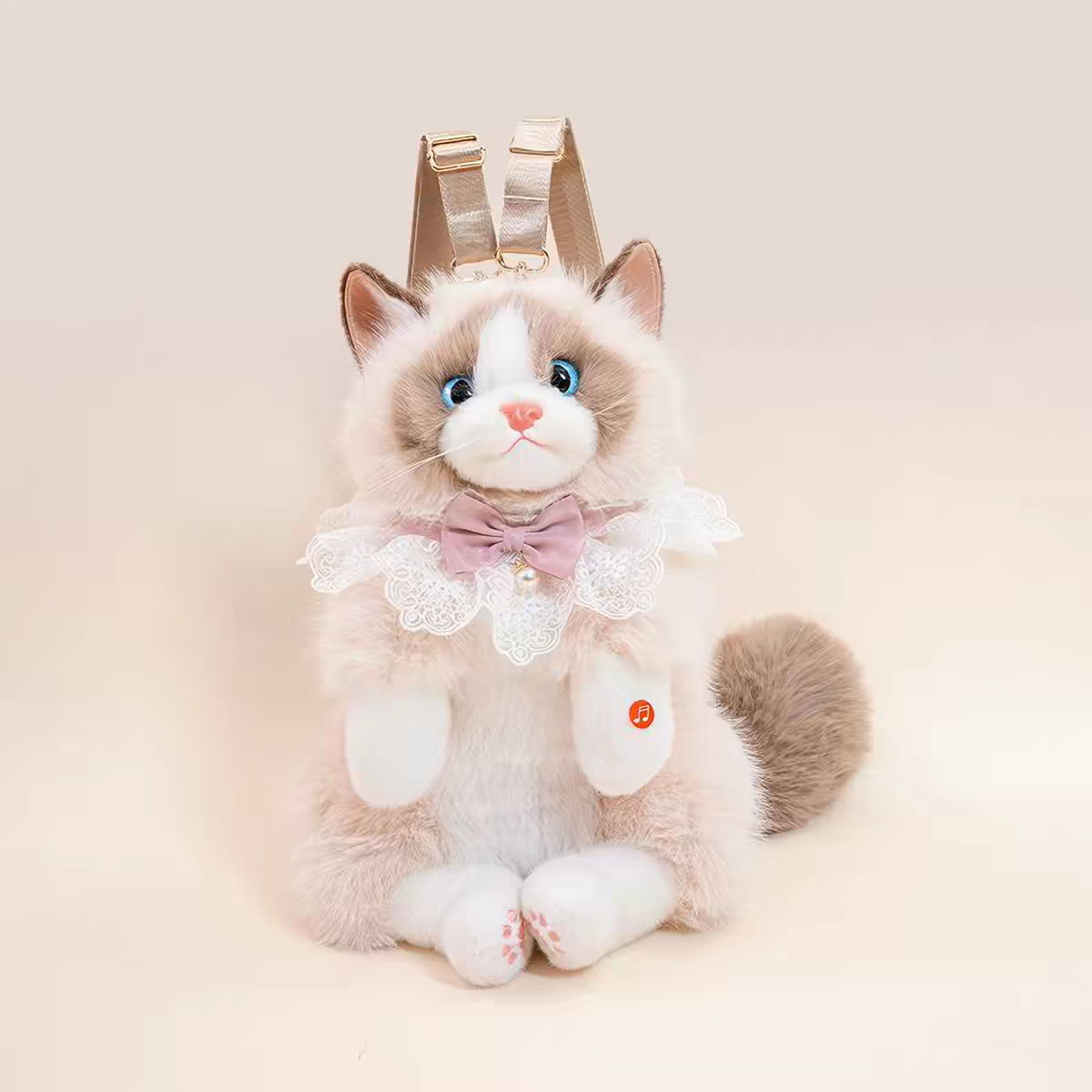 😻 Large Size Plush Fur Cat Backpack with Meow Sound 🔊