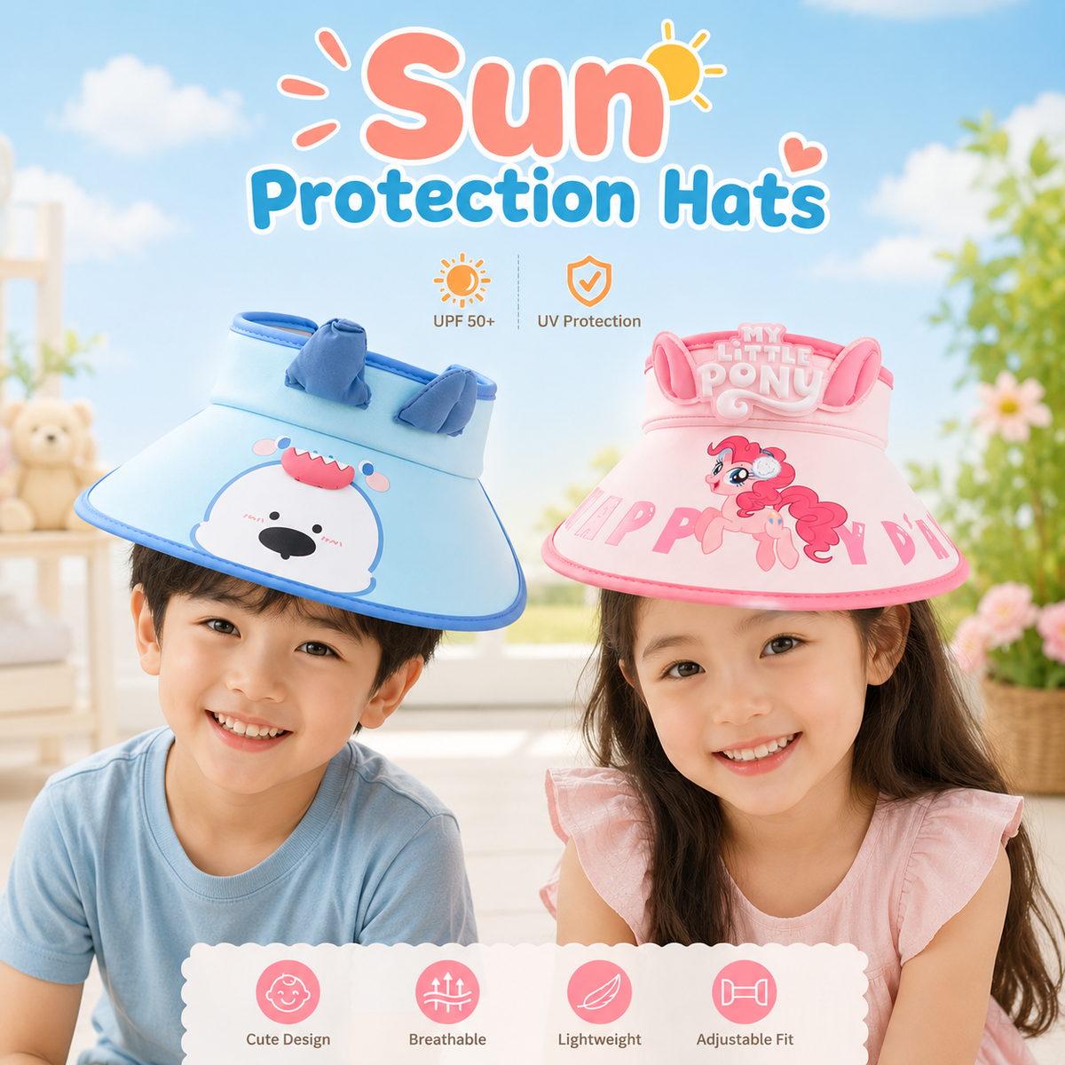 Summer Outdoor UV Sun Protection Caps For Childrens ( Adjustable )