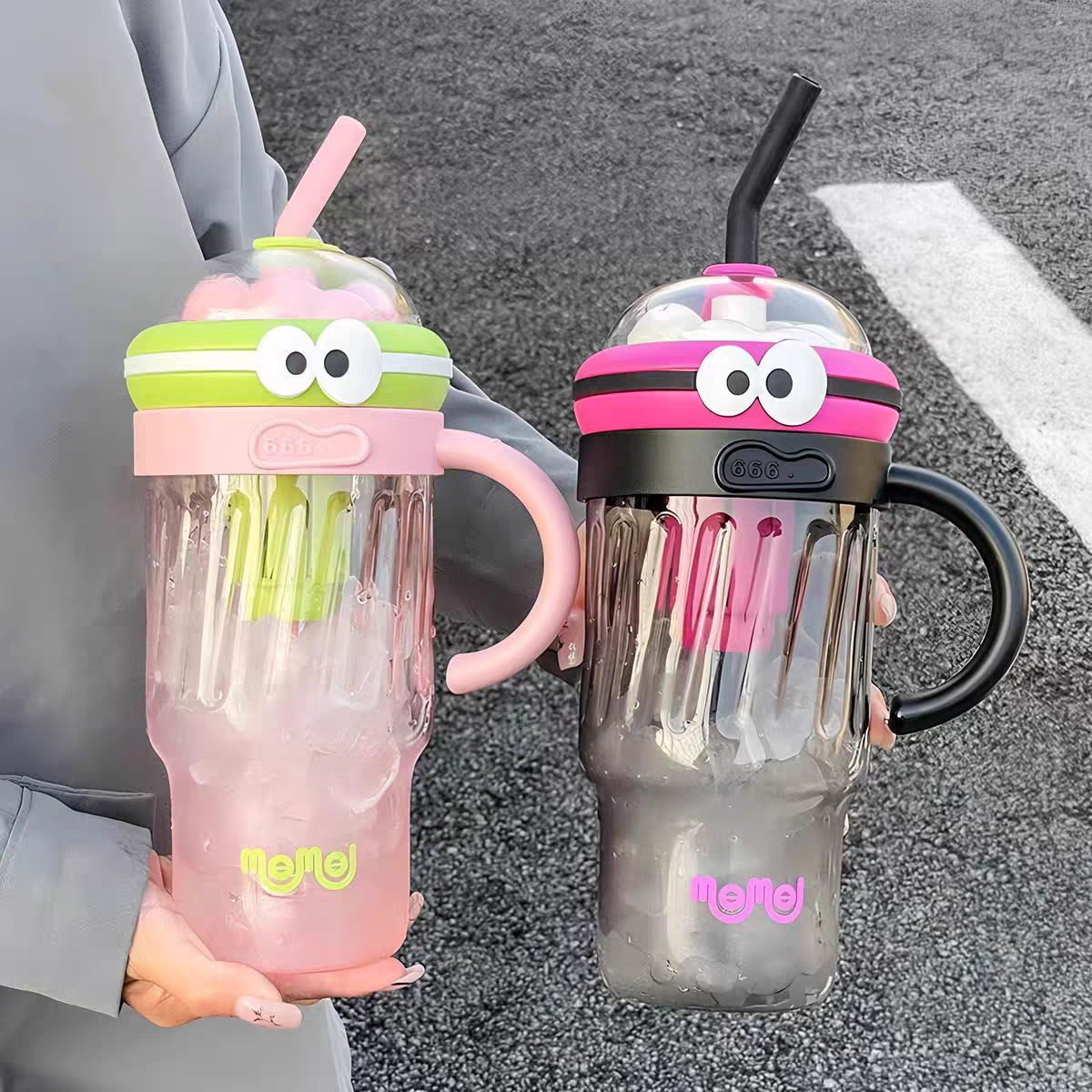 New Large 1280ml BPA-Free Cute Tumbler with Straw & Handle