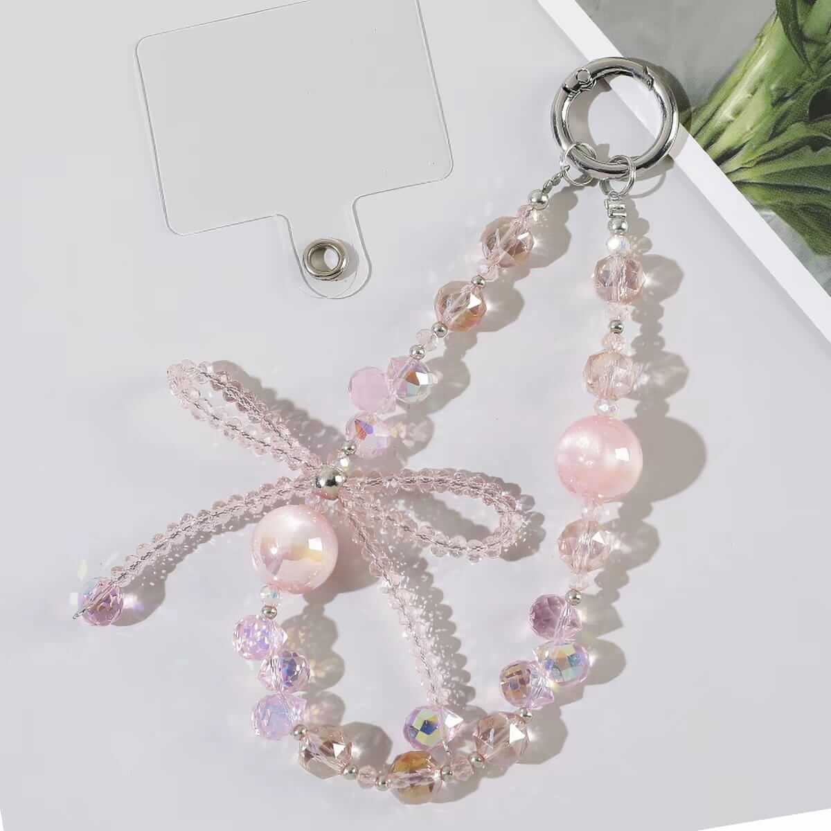 Luxury Crystal Beaded Mobile Cellphome Charm Strap – Elegant Bow Design