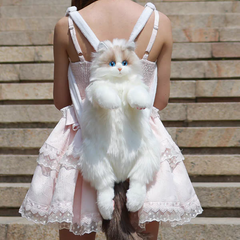 Large Plush Furr Real Cat Backpacks