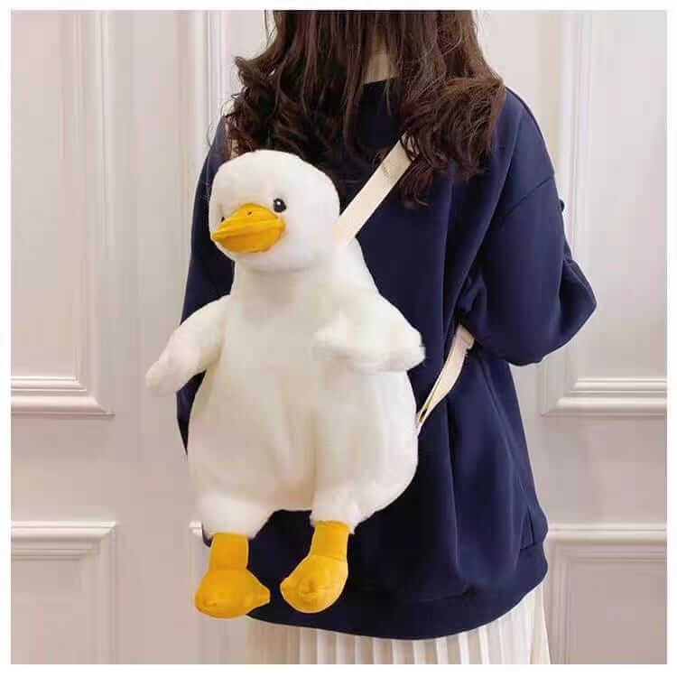 Plush Fluffy Duck Backpacks | Zipper Pocket | Large Size
